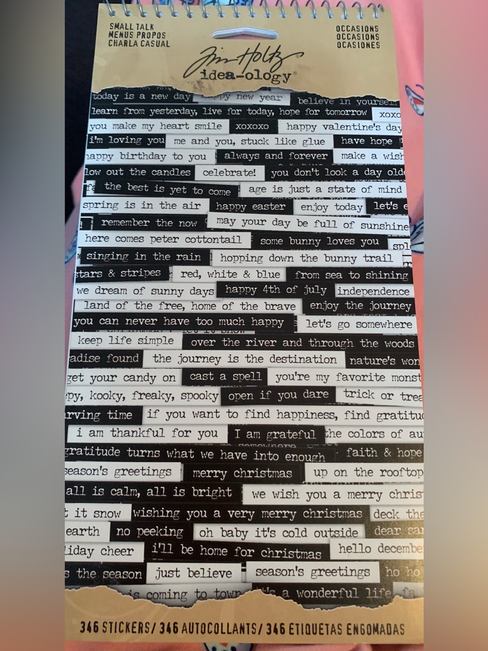 Idea-ology Small Talk Sentiment Phrase Stickers – Black & White